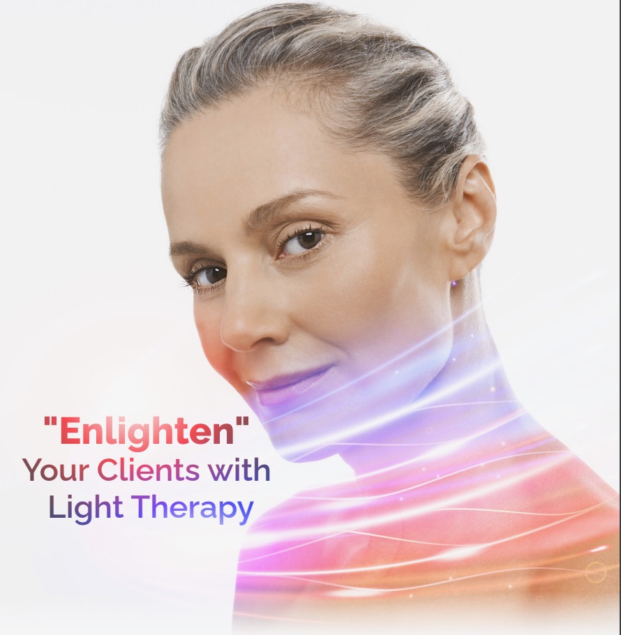 Promotional graphic encouraging light therapy services for client enlightenment.